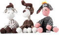 Squeaky Plush Dog Toys, 3 Pack Stuffed Animal Plush Chew Toys with Squeakers, Stuffed Dog, Donkey & Goat for Teeth Cleaning, for Small Medium Dogs