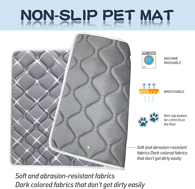 Bubble bear Dog Crate Mat - Ultra Soft, Washable & Anti-Slip Kennel Pad for Small/Medium/Large Dogs, Dark-Hued to Hide Stains (59"x35")