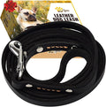 ADITYNA - Premium Leather Dog Leash - 6 ft, Heavy-Duty, Soft & Strong for Small/Medium Dogs (Small: 6 ft x 1/2", Black)