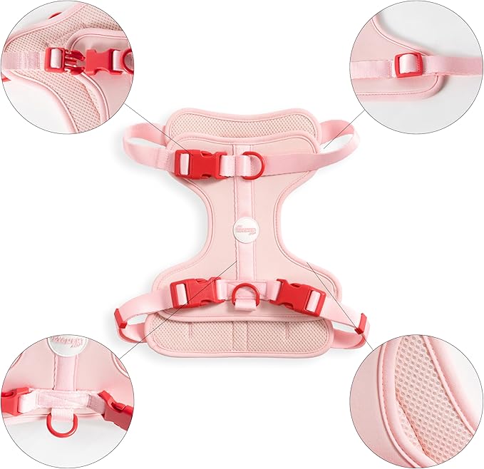 HNS1003G Arlo Large Adjustable Soft Padded No Pull Pet Harness with 3 Buckles and 3 Leash Clips, Paloma