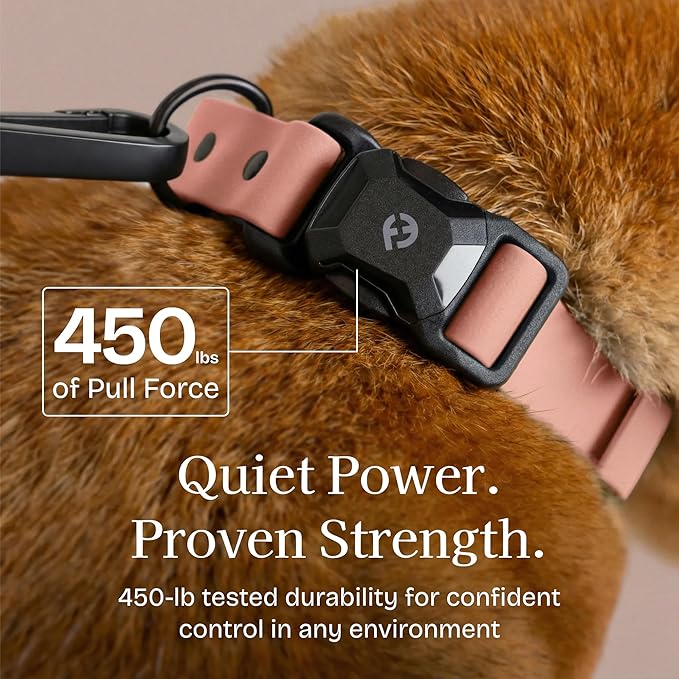 2026 New Edition, Fei & Eve PVC MagEase Dog Collar - Patented Magnetic Buckles | Fur-Safe | 450LB Escape-Proof | Adjustable Fit | Large (Blush)