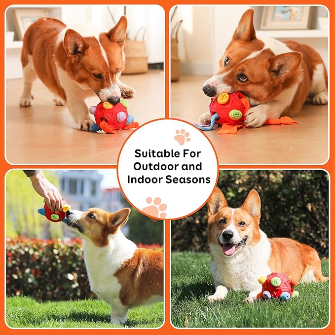 Dog Snuffle Ball Toy, Interactive Dog Puzzle Ball, Encourage Natural Foraging Skills Slow Feeder Training Dog Sniff Toy (Red)