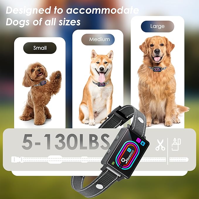 Dog Bark Collar 2 Pack, Smart Bark Collars for Dogs 5–130 lbs, Upgraded Anti Bark Training Collar with Beep, Vibration & Shock, 9 Sensitivity Levels, 5 Training Modes, Rechargeable & IPX7 Waterproof