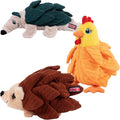 KONG Layerz Forage Dog Toy – Plush Puzzle Toy with Quilted Treat Pockets, Crackle Material & Squeaker for Enrichment (3 Pack (Armadillo, Hedgehog and Hen))