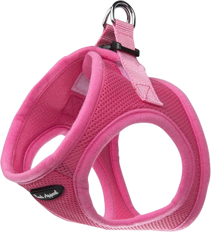Bark Appeal Hot Pink Step-in Dog Harness for Extra Small Sized Pets – Updated Sizing, Re-Measuring is Essential – Soft Vest Harness – Anti-Choke with Adjustable Strap & Heavy Duty Clip – XXS