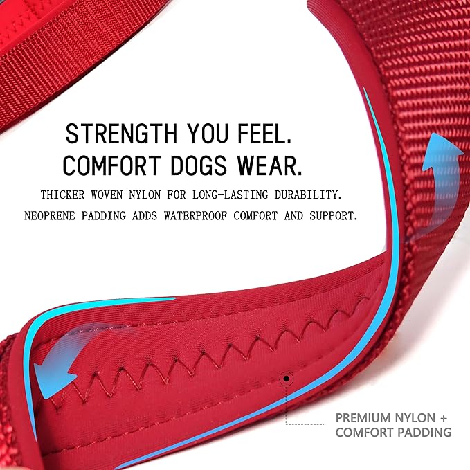 Upgraded Airtag Dog Collar, Adjustable Dog Collar with 450LB Escape-Proof Magnetic Buckle, Soft Anti-Wrinkle, Bite & Stain-Resistant Leather (Crimson Blaze, L)