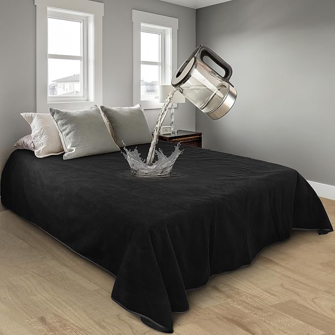 Catalonia Waterproof Blanket for Bed, Reversible Fleece Bed Sofa Cover, Washable Liquid Proof Furniture Protector