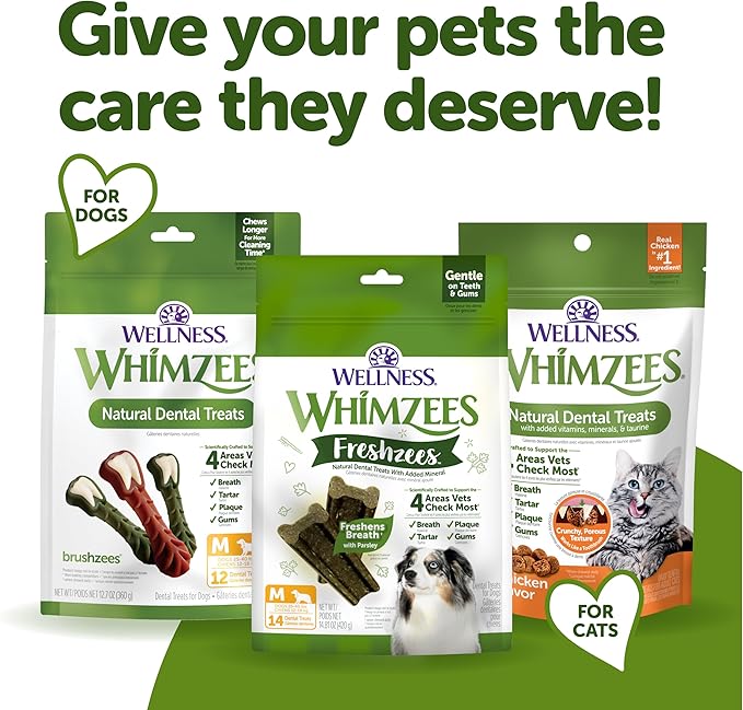 WHIMZEES Wellness Freshzees Dog Dental Treats, Extra Small Size Stick, (56 Count)