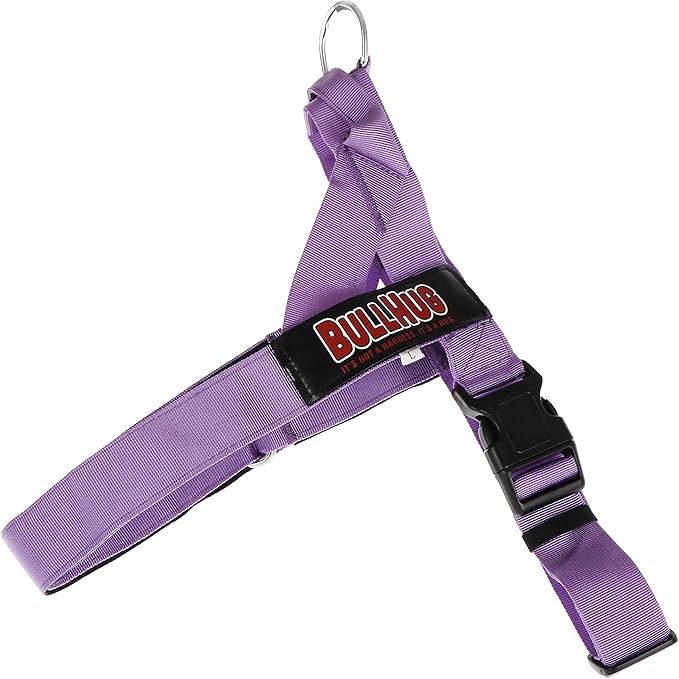 BULLHUG Adjustable Dog Harness– No Pull, No Choke – for English Bulldogs, French Bulldogs, Pugs & Broad-Chested Breeds – Easy, Safe Walks (Purple, Small)