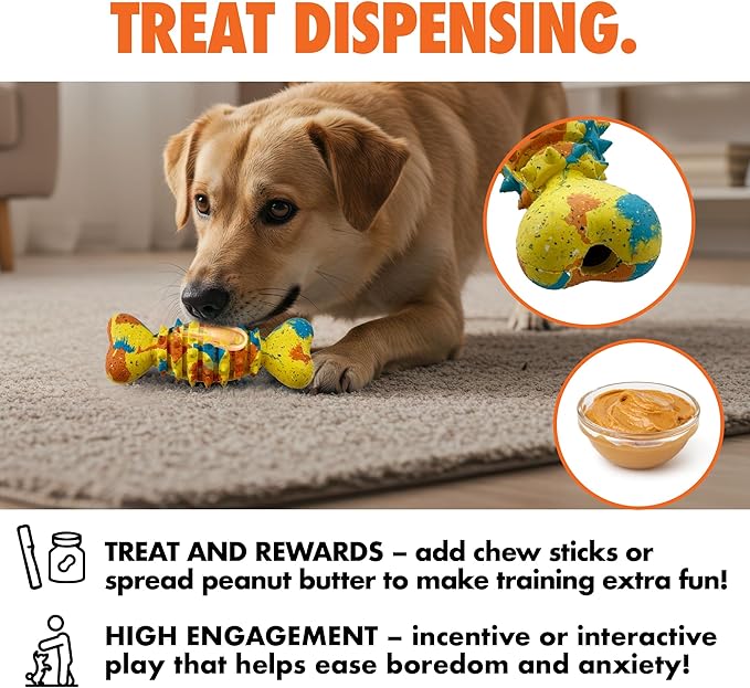Max Fusion with Nike Grind, Arlee Spike Bone Dog Toy, Chew Toy for Play, Fetch, Tug, XL