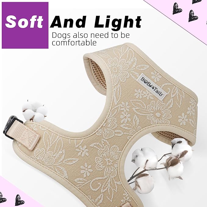No Pull Dog Vest Harness for Small&Medium Dogs, Side Clip Adjustable Pet Vest, Soft Breathable, Fashion Dog Harnesses for Walking, Running, Shopping (Nude, XS)