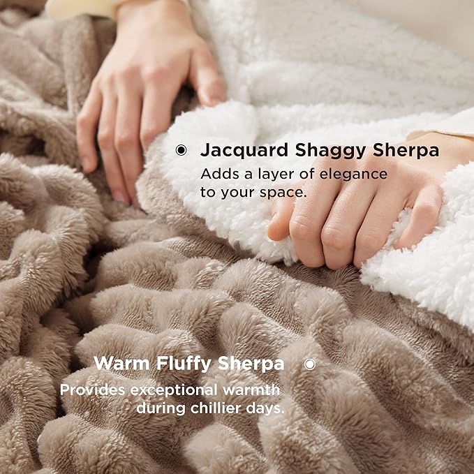 Bedsure Sherpa Blanket Twin Size for Couch - Super Soft, Cozy Thick Warm Blanket for Winter, GentleSoft Plush & Fluffy Throw Gift for Women, Room Decor, Mocha Meringue, 60x80 Inches