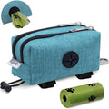 Dog Poop Bag Holder for Leashes, Puppy Treat Pouch Carrier with 2 Zipper Pockets and Clip for Pets Doggy Training, Dog Waste Bag Dispenser with 1 Roll Poop Bags for Walking Accessories (Green)