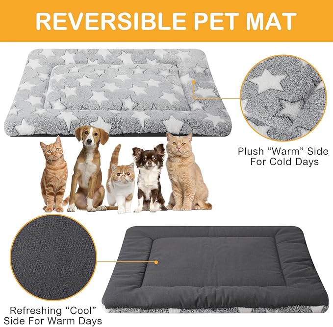 VitalCozy 4 Pcs Dog Crate Pads, Ultra Soft Warm Washable Anti-Slip Kennel Bed Mat for Pets, Reversible, Replaceable, Cozy Cage Liner for Small Medium Large Dogs and Cats(20 x 30 x 1.6 Inch,Gray)