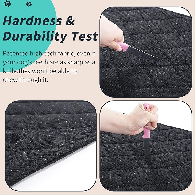 MABOZOO Indestructible Dog Beds - Chew Proof Crate Pad for Aggressive Chewers, Machine Washable Quilted Mat, Durable for Large Dogs, Black Kennel Pad (28x47 in)