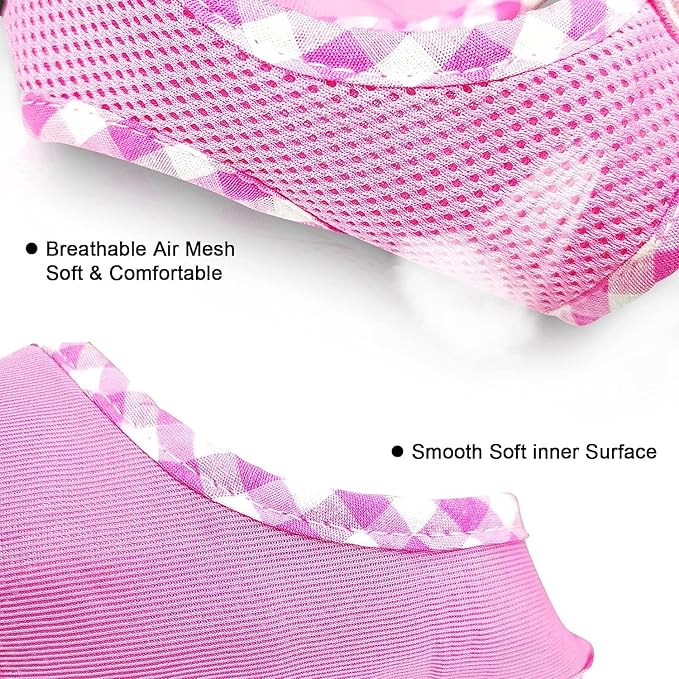 SuperBuddy Upgraded Soft Mesh Dog Harness, Super Breathable Lightweight Pet Harnesses for Puppy Dogs Outdoor Walking, Pink Dog Harness and Dog Leash Set Packing -Medium