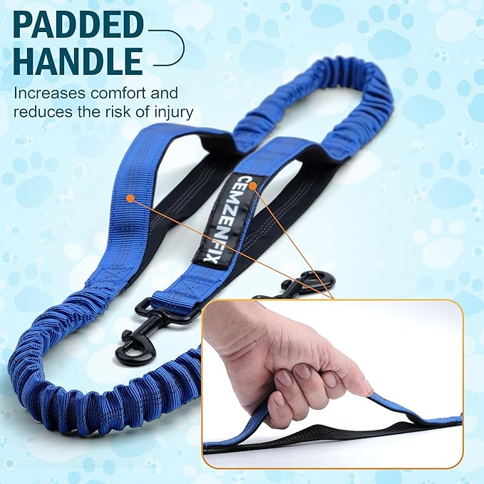 Hands Free Dog Leash for 2 Dogs – Waist Leash for Dog Walking with Dual Bungee, Reflective No Pull Design, Adjustable Belt & Pouch for Running, Hiking, Jogging