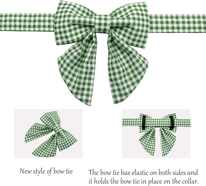 Lionet Paws Dog Collar with Sailor Bow, Durable Adjustable and Comfortable Green Bowtie Collar for Dogs and Cats, X-Small, Neck 8-12in