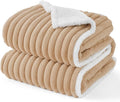 Bedsure ComfyFleece Waterproof Dog Blankets for Medium Dogs - Soft Puppy Cat Blanket Corduroy Fleece Washable, Cozy Calming Reversible Furniture Protection for Pet Kitten Doggy,30"x40", Tuscan Beige