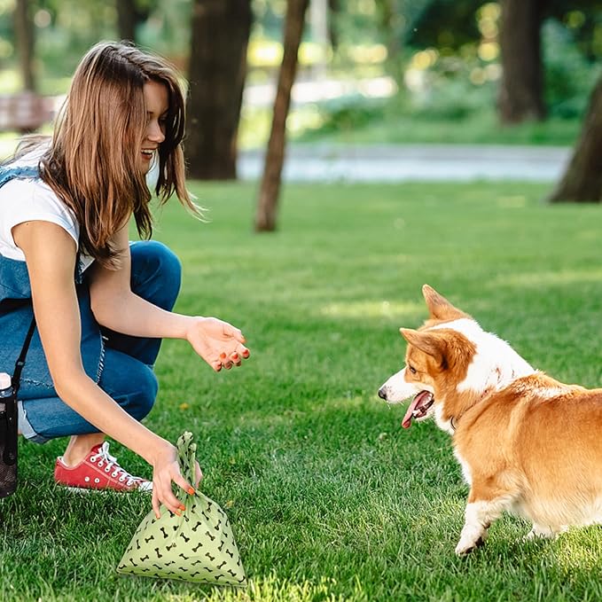 Zoyiancy 360 Count Dog Poop Bags Rolls, Leak Proof Waste Bags and Bone-Shaped Dog Poop Bag Refill Rolls, Thick Strong Lavender Scented Trash Bag for Doggie Cat Pet (Green)