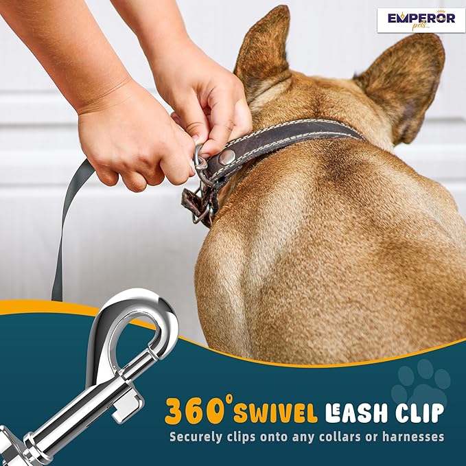 Emperor Pets 16 ft Retractable Dog Leash Black - Heavy Duty Retractable Pet Leash with Anti-Slip Grip for Medium to Large Dogs up to 110 lbs -Aura BB16