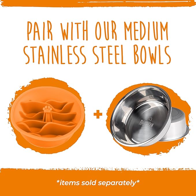 Mighty Paw Slow Feeder Dog Bowls | Interactive Dog Bow Insert - Silicone Puzzle Feeder Insert - Medium for All Sized Breeds (7" x 2")