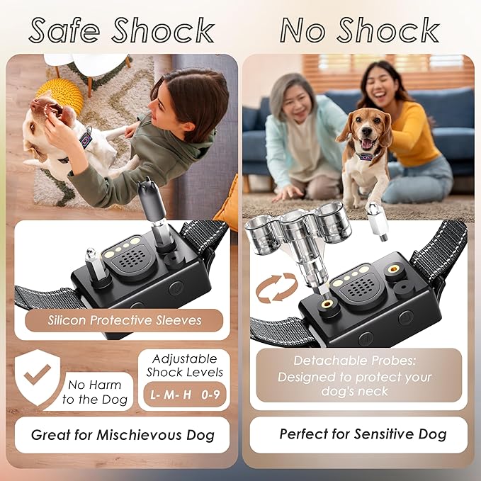 Dog Bark Collar, Smart Bark Collars for Dogs 5–130 lbs, Upgraded Anti Bark Training Collar with Beep, Vibration & Shock, 9 Sensitivity Levels, 5 Training Modes, Rechargeable & IPX7 Waterproof