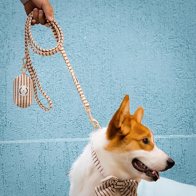 5 FT Stylish Dog Leash, Soft Dog Leashes with Comfortable Padded Handle, Metal Carabiner Clip, Strong No Pull Pet Leash for Small Medium Dogs for Walking, Shopping and Running