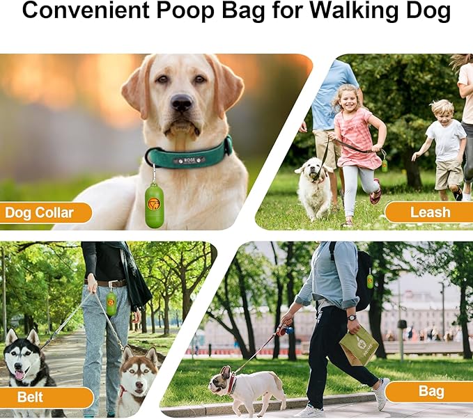 Dog Poop Bags Rolls With Dispenser, Strong and Leak-proof Waste Bags for Pets, Floral Scented, 420 Count (28 Packs of 15), 13 Inch x 9 Inch (Orange)