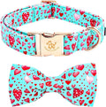 Elegant little tail Valentine's Dog Collar, Cute Pink Heart Pet Collars with Bow Soft Dog Collar Female or Male Adjustable Cotton Pet Collars for Small Medium Large Dogs