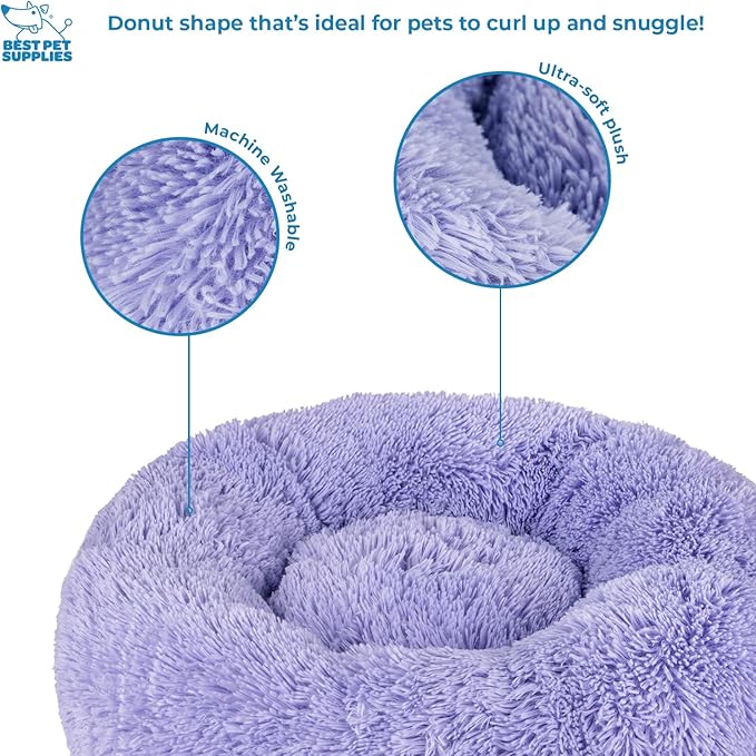 Best Pet Supplies Dog House Bed Crate Mat Tent Indoor Round Soft Plush for Small, Medium, and Large Breeds - Lavender, 27 x 27 x 7.5