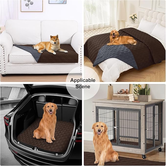 Smiry Reversible Waterproof Couch Covers for Sofa, Washable Dogs Couch Covers for 3 Cushion Sofa Pet Friendly, Water Resistant Furniture Protector Slipcover, Geometric (40"x50", Chocolate/Dark Grey)