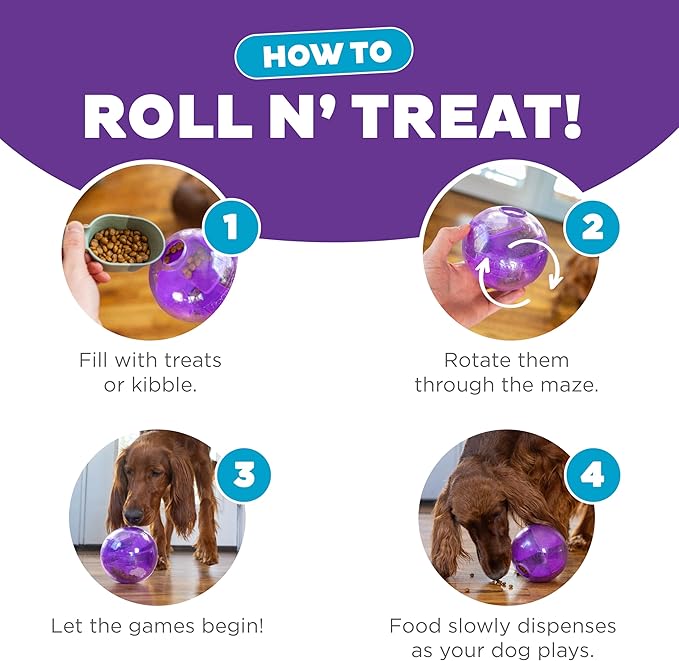 Outward Hound Orbee-Tuff Mazee Interactive Dog Puzzle Toy, Treat Dispensing Slow Feeder Ball, Purple, 4.7-Inch