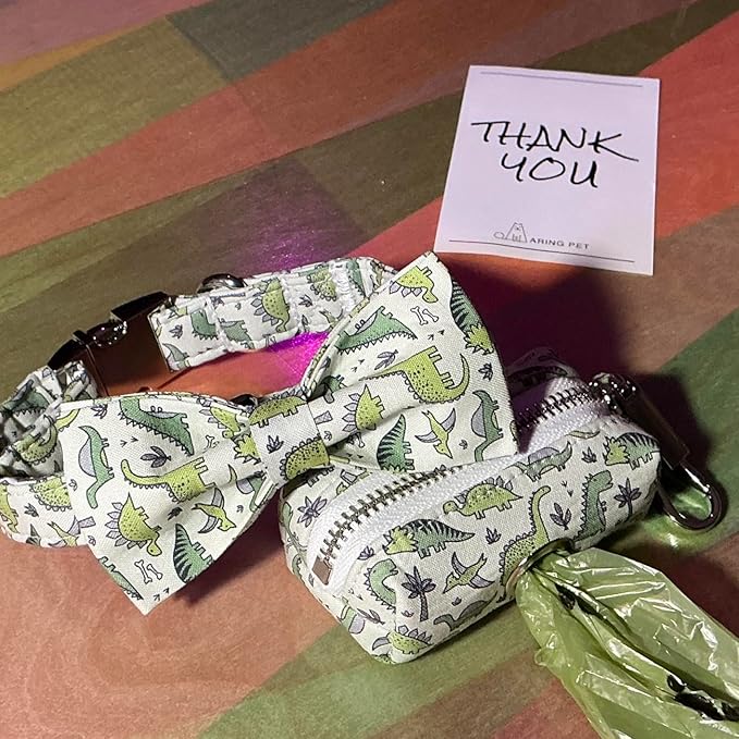 ARING PET Dog Waste Bag Dispenser, Cotton Doggy Poop Bags Holders Attach to Any Leashes, Portable Washable Leaf Pattern Pet Waste Pouch Dispenser with Metal Zipper