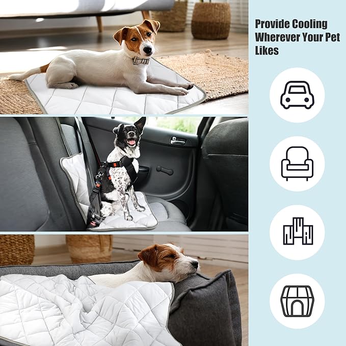 Leekalos Dog Cooling Mat,Pet Cooling Pads for Dogs Blanket,Summer Cooling Bed for Cats Blanket,Portable Pet Cooling Cushion for Home & Outdoor，Keep Cooling for Pets (Cool Grey, Large(40"x60"))