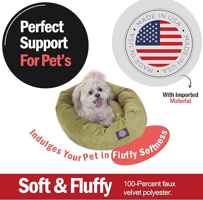 Majestic Pet Villa 24 Inch Shredded Memory Foam Dog Bed for Small Sized Dog 24x19x7 Inch–Orthopedic Pet Bed - Washable Small Puppy Mat with Head Support-Apple
