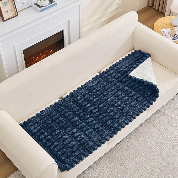 Couch Cover for Dogs, Non Slip Fuzzy Pet Couch Covers for Sofa,Pet Friendly Dog Mat for Couches and Sofas,Thick Soft Sofa Slipcovers Cushion Protector(Berlin Blue, 28" x 59"/70 x 150cm)