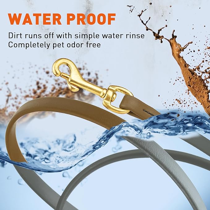 Viper Biothane K9 Working Dog Leash Waterproof Lead for Tracking Training Schutzhund Odor-Proof Long Line with Solid Brass Snap for Puppy Medium and Large Dogs, 33ft Coyote Brown