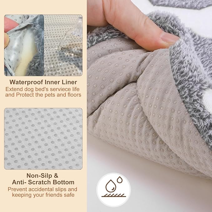 BEAUTYZOO Dog Bed Crate Pad 42 x 28 inch, Washable Dog Crate Mat for X-Large Sized Dogs, Anti-Slip Pet Crate Bed Kennel Pad, Durable Cozy Puppy Sleeping Mat Rectangle Mattress, Bone