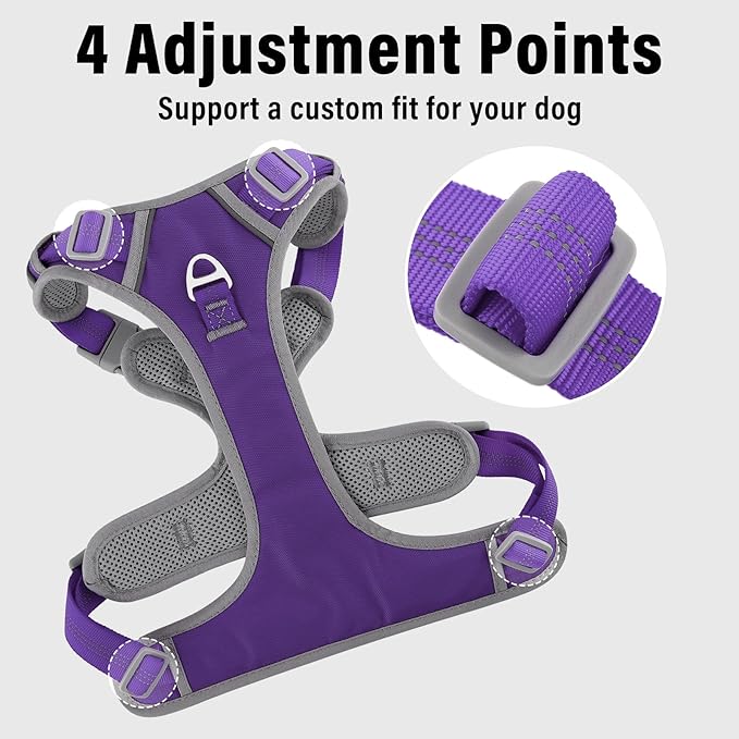 Plutus Pet No Pull Dog Harness, Release at Neck, Reflective Adjustable Dog Vest Harness, Easy Control Handle for Walking, for Small Medium Large Dogs, Purple, S