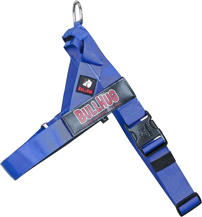 BULLHUG Adjustable Dog Harness– No Pull, No Choke – for English Bulldogs, French Bulldogs, Pugs & Broad-Chested Breeds – Easy, Safe Walks (Royal Blue, XL)