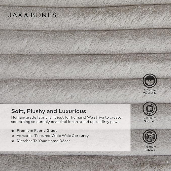 Jax & Bones Dog Bed Napper - Luna Grey Machine Washable Bed For Dogs - Extra Heavy Duty Bolstered Sides - Medium Grey Dog Mat Beds | 35 x 27 Inches