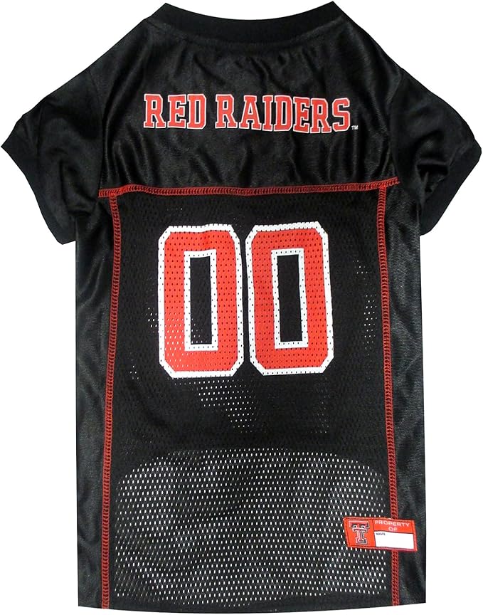 Pets First NCAA College Texas Tech Red Raiders Mesh Jersey for DOGS & CATS, Large. Licensed Dog Jersey with your Favorite Football/Basketball College Team