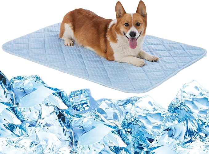 Dog Cooling Mat, Washable Cooling Mat for Dog, Foldable Kennel Pet Bed, Cool Pad (Cool &Warm Surface) for All Seasons Use, Pet Pads for Cats Use in Crate (44 X 32 Inch - Extra Large -)