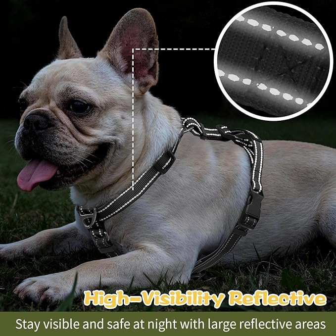 Dog Harness,Adjustable No Pull Dog Harness,Y-Shaped Design,Buckle-Neck Balance Harness with Reflective, Ideal for Dog Training Hiking, Easy Walk Harness,Durable High-Tensile Nylon Black-S