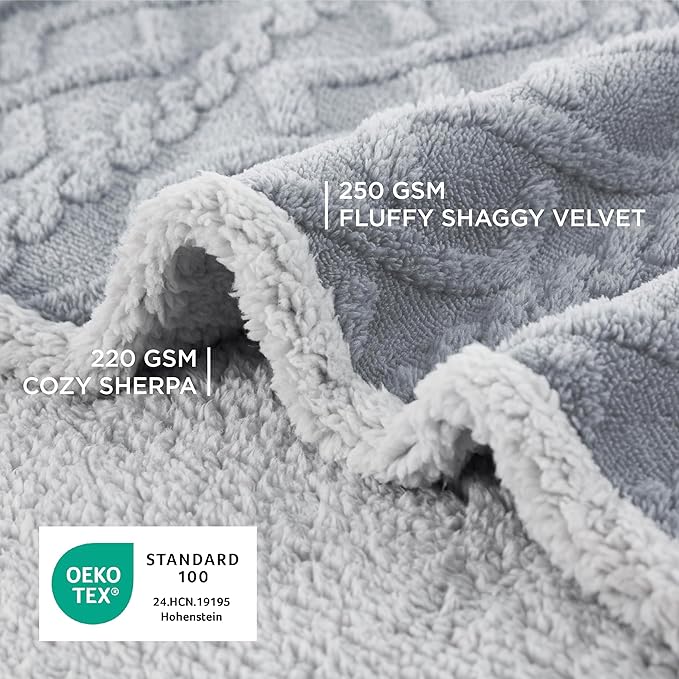 Bedsure Waterproof Dog Blankets for Bed - Pet Blanket for Bed Couch Protector Washable, Jacquard Coral Fleece Cat Throw Blanket, Soft Plush Reversible Furniture Protection, King, 86x108, Grey