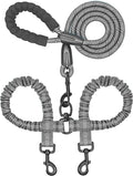 iYoShop Dual Dog Leash - 360° Swivel, No Tangle Walking Leash with Shock Absorbing Bungee for Two Dogs (Large, 25-150 lbs, Grey)