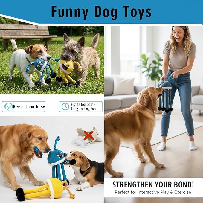 Interactive Dog Toys for Large and Small Dogs, 2PC Dog Chew Toys, Dog Squeak Toys-No Stuffing Dog Toys for Puppy Teething, Dog Puzzle Toy and Dog Toys to Keep Them Busy (2)
