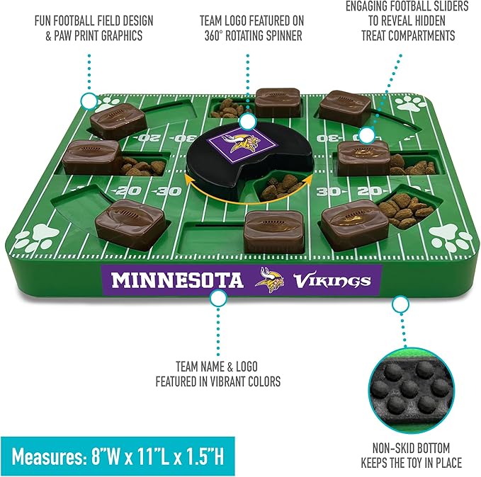 Pets First NFL Minnesota Vikings Puzzle, Interactive Dog Treat Puzzle Toy (Pack of 2)