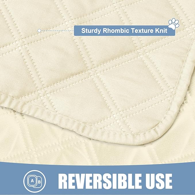 Smiry Waterproof Dog Bed Cover Pet Blanket, Soft Washable Dog Blanket for Furniture Bed Couch Sofa Reversible, Checkered (68"x82", Beige/Beige)